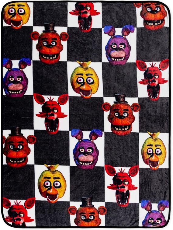 Silver Buffalo Five Nights At Freddy's Checkerboard Fleece Throw Blanket for Sofa, Bed | 45 x 60 Inches