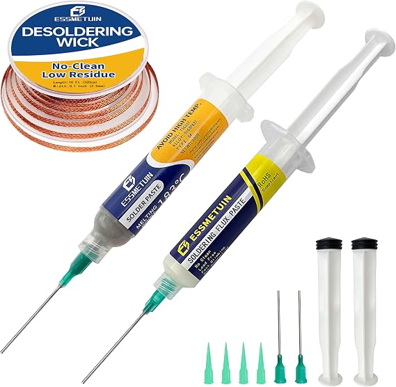 Solder Paste (Sn63/Pb37 30G) & No Clean Soldering Flux(10cc) for Electronic Soldering