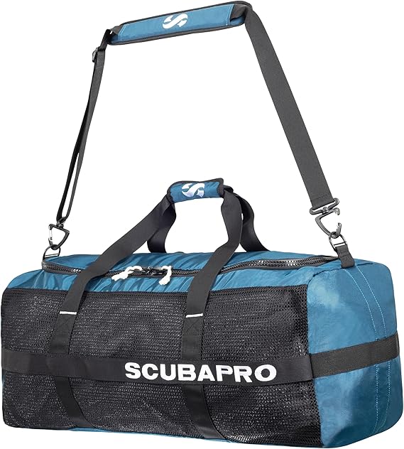 SCUBAPRO Sport 95 Mesh Diving Bag with Double Duffle Strap and Adjustable Shoulder Strap for Scuba Diving Gear Denim Blue Color Fabric