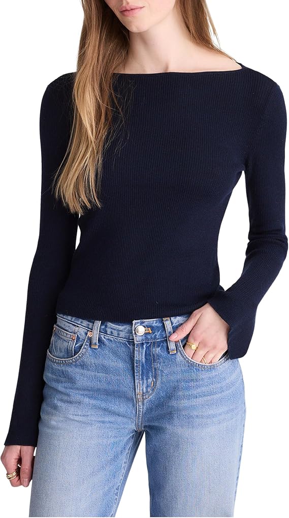 Madewell Flared-Sleeve Boatneck Sweater in Merino Wool-Silk Blend