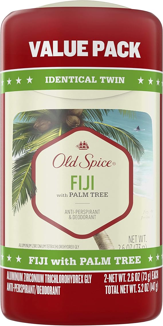 Old Spice Fresher Collection Men's Anti-Perspirant and Deodorant, Fiji Scent - 2.6 Oz Ea, Count 2