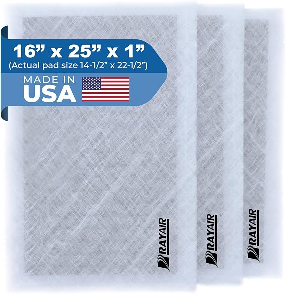 16x25 Replacement Filter Pads Compatible with Air Ranger | Air Cleaner Media Refills, Designed to Fit 16x25x1 Filter Frame, White, 3-PACK, Made in USA
