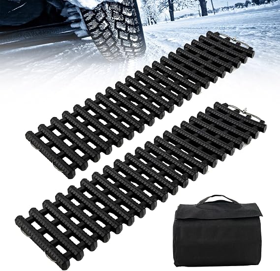 COSTWAY 2 Pack Tire Traction Mats, Folding Non-Slip TPR Recovery Track for Sand/Mud/Snow Off-road, Tire Ladder Pad Emergency Devices for Cars, Trucks, Van (85 x 21 x 3cm)