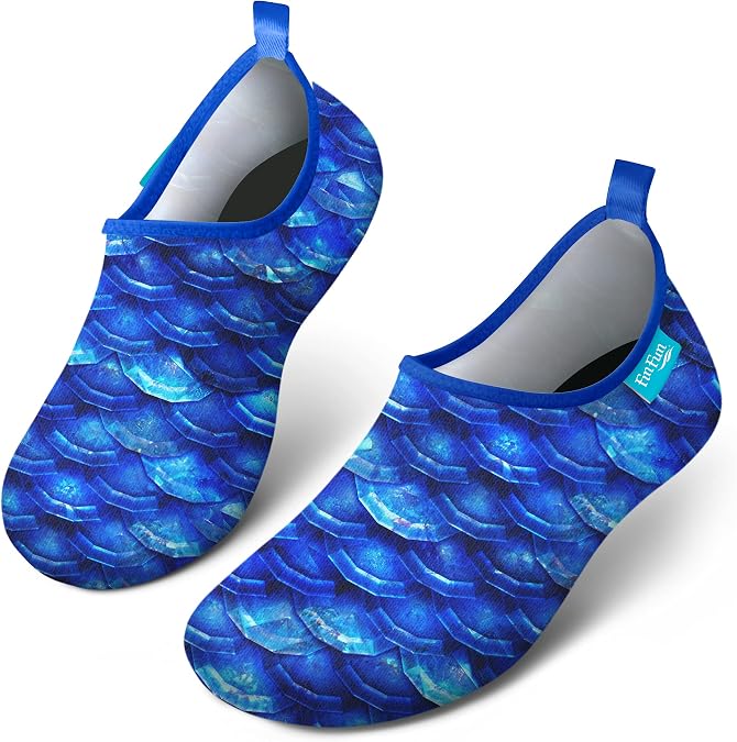 Fin Fun Mermaid Water Shoes for Swimming | Quick-dry aqua socks with grippy soles; protect little feet at the pool, lake, beach & splash pad