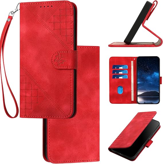 Compatible with Fujitsu Arrows Be3 F-02L Phone Cover,Compatible with Fujitsu Arrows Be3 F-02L Card Slots Kickstand Flip Magnetic Closure Wallet Phone Case Red