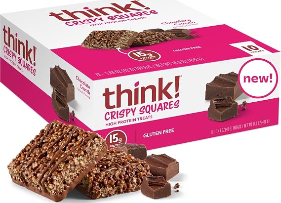 Think! High Protein Crispy Squares Chocolate Crunch Treat (10 Pack)