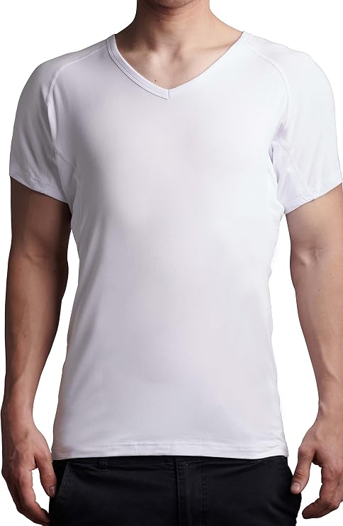 Sweat Proof Undershirts with Sweat Pads, Deep V Neck, Ultra Soft