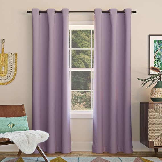 Sun Zero Easton Energy Saving Blackout Grommet Curtain Panel, Lavender, 40" W x 63" L (1 Panel)