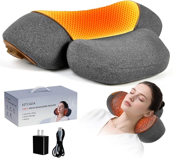3-in-1 Neck Massage Pillow-with Heat, Massage, and Traction Stretching