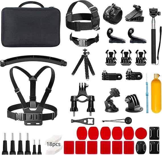 AKASO 60 in 1 Action Camera Accessories Kit | Compatible with AKASO EK7000/EK7000 Pro/Brave 4/Brave 7 LE/Brave 7/Brave 8/V50X/GoPro Hero 13 12 11 10/DJI Omso Action