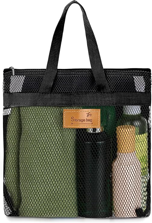 Mesh Shower Caddy Bag, Quick Dry Portable Tote Bag Lightweight Bath Organizer for College Dorm Bathroom, Swimming, Gym, Beach, Travel
