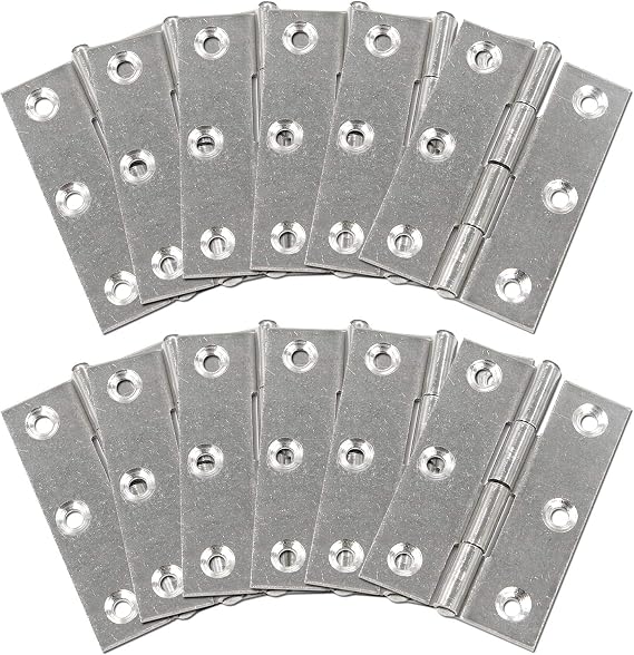 MY MIRONEY 12PCS 2-3/8" Folding Butt Hinges | Stainless Steel Home Furniture Hardware Door and Window Hinge with Screws