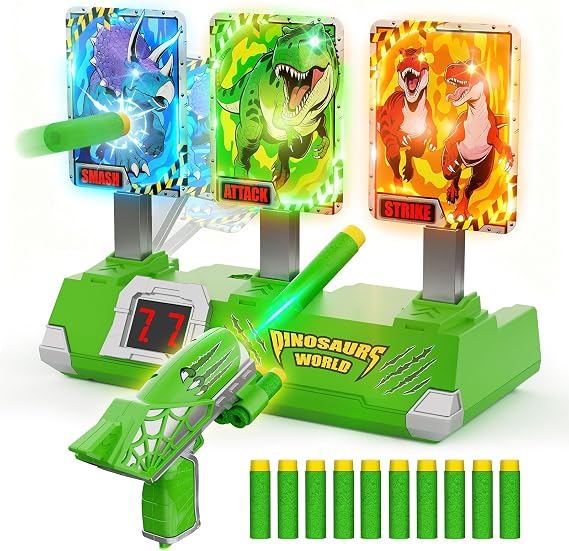 Toys for Boys Age 3-12, 3 Dinosaur-Themed & 3 Dino Flashing Lights & Dino Claw Launcher, Kid Toys, Fun Auto Reset Electronic Scoring Game with Sounds,3 4 5 6 7 8 9 10 11 12 Year Old Boy Birthday Gifts