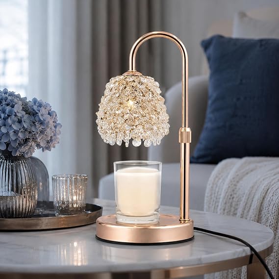 Crystal Candle Warmer Lamp with Timer, Adjustable Height, Dimmable