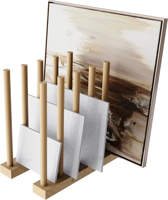 Art Storage Rack, Art Drying Rack, Wood Storage Stand for Canvas Boards, Panel, Frame, Drawing Board, Printed Matter, Paper Pad, Backing Plate (8.3" D x 15" W x 13.7" H)