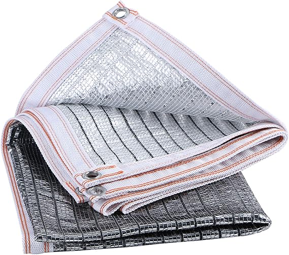 Perfect Silver Sunblock Shade Cloth,85% Sun Shade Fabric,Garden Shade Netting,Sturdy Durable,Reflective Aluminet Sun Mesh,for Outdoor Patio Backyard,with Taped Edge (1x1m)