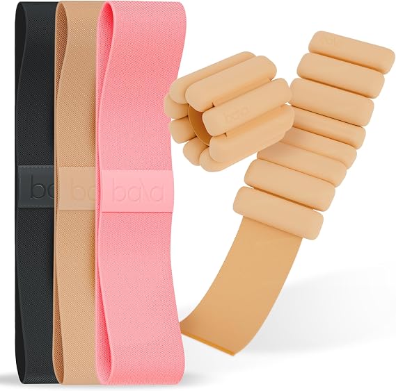 Bangles Wrist & Ankle Weights 2 Pound Pair and Resistance Bands 3 Pack Multicolor Fitness Bands & Wearable Weights for Strength Training & Toning