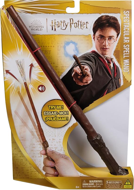 Wizarding World, Harry Potter 11-inch Spectacular Spell Magic Wand with Sparkle Visual Effect & Sounds, Kids Toys for Ages 6 and up