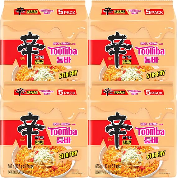 Shin Ramyun Toomba Spicy & Creamy Flavour Pack 20 (137g Each) - Korean Noodles Toomba Shin Ramen Stir Fry for Quick Meals & Snacks