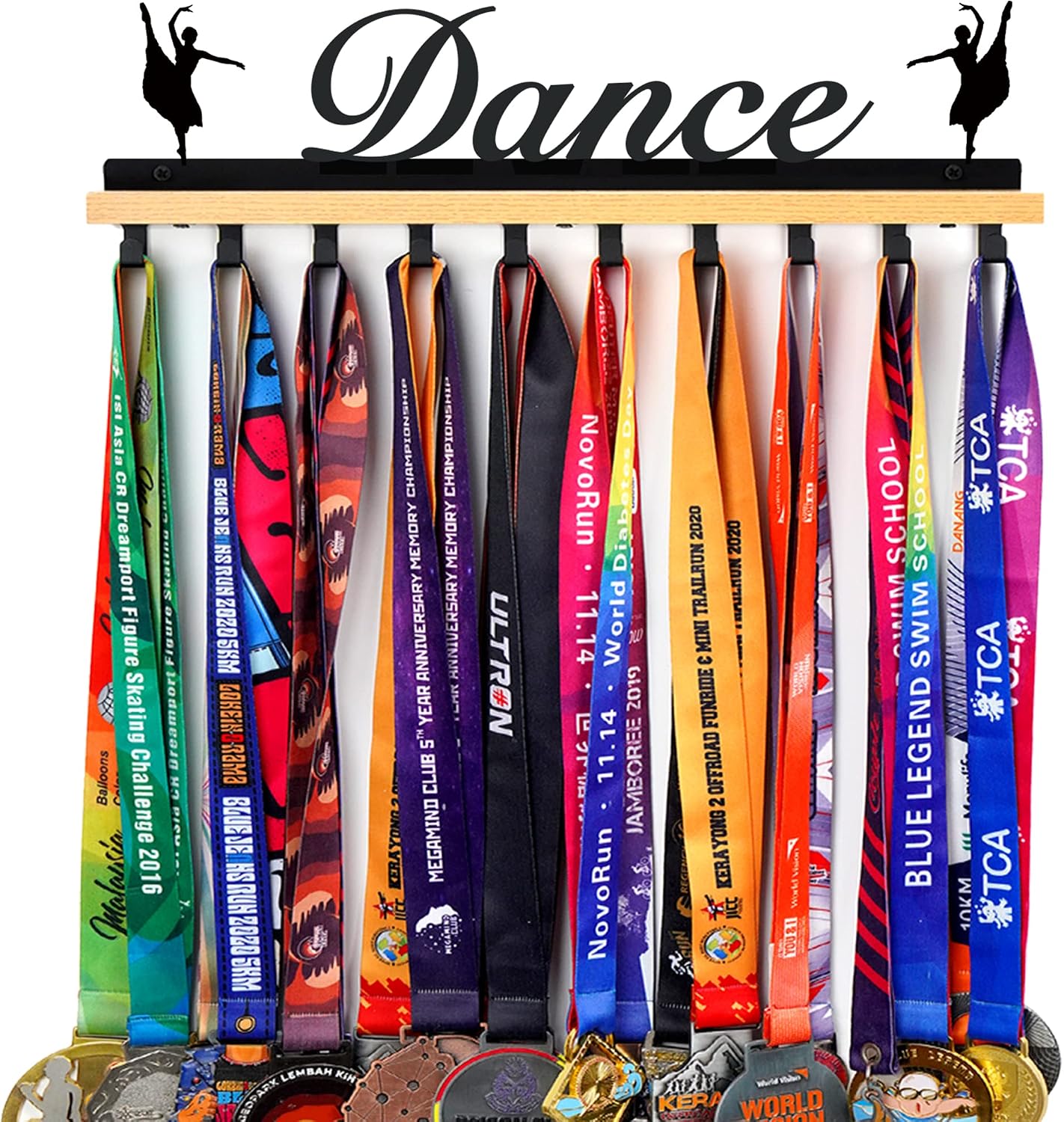 Goutoports Dance Medal Holder Display-Dance and Gymnastics Athletic Competition Medal Rack Display Wall Mounted-Over 60 Medals Easy to Install