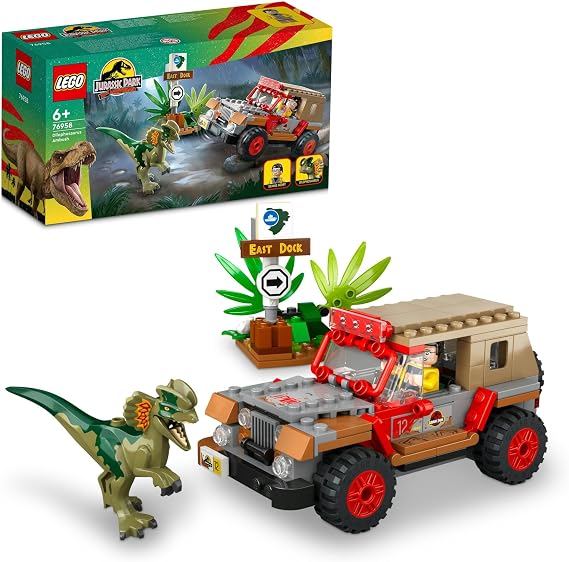 LEGO 76958 Jurassic World Dilophosaurus Ambush Toy, Present, Blocks, Educational, Christmas, Boys, Girls, Children, 6, 7, 8, 9 Years, Dinosaur, Animal, Creature