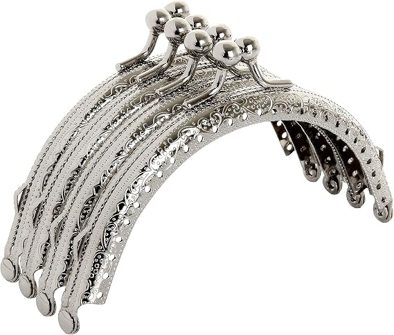 10 PCS 4 Inch Bag Kiss Clasp Lock, Retro Metal Purse Frame, Arch Shape Coin Bag Clasp, Purse Frame Kiss Clasp for DIY Craft Bag Handle Sewing (Silver)