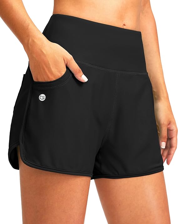 G Gradual Women's 3"/5'' High Waisted Swim Board Shorts with Pockets Liner Quick Dry Swimsuit Bottoms Bathing Suit for Women