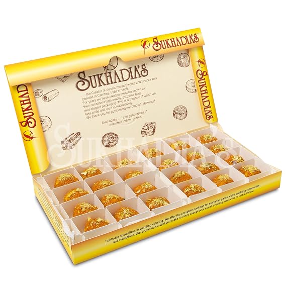 Rakhi-Gift-Sukhadia Sweets - Motichoor Ladoo - 32oz box (24pc) - Indian Mithai Gift - Freshly Made In USA