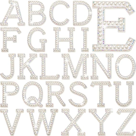Chuangdi 26 Pcs Pearl Iron on Letters A-z for Clothing, 3 Inch, White