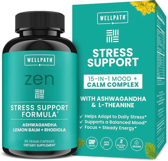 Zen Stress Relief & Mood Support with Ashwagandha & Rhodiola Rosea, 60 Ct