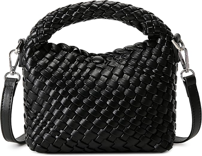 Fashion Small Woven Bag for Women, Handmade MINI HOBO Tote Bag Crossbody Handbag Travel Summer Beach Bag