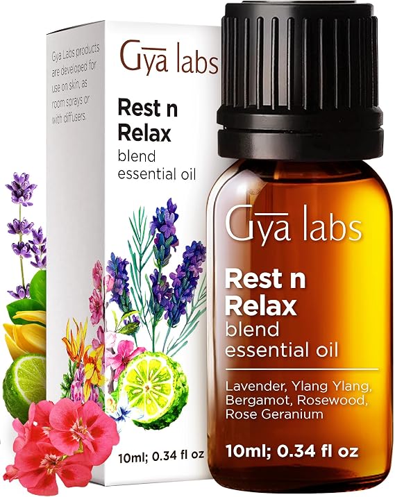 Gya Labs Rest & Relax Essential Oils Blends - 0.34 Fl Oz - for Diffuser, Home, Humidifier, Aromatherapy and DIY Candle Making Scents