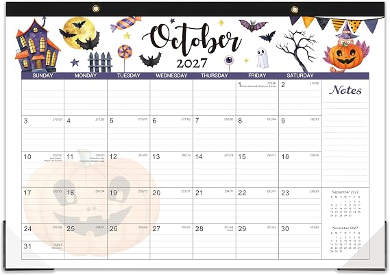 Desk Calendar 2027, 12 Months Desk/Wall Calendar 2027 | January 2027 - December 2027, 17" x 12", with Large Ruled Blocks for Planning
