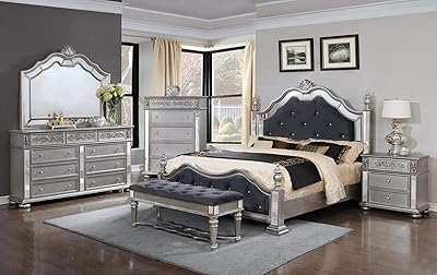 GTU Furniture Kenton Panel Wooden QueenKing Bedroom Set King Size Bed, 7Pc