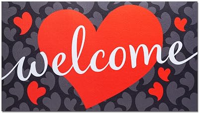 JOYIN Valentines Doormat Welcome Mat Welcome Hearts, Non-Slip Rubber Door Mat, Decorative Doorway Carpet, Washable Entrance Doormat for Valentines Day Home Decorations