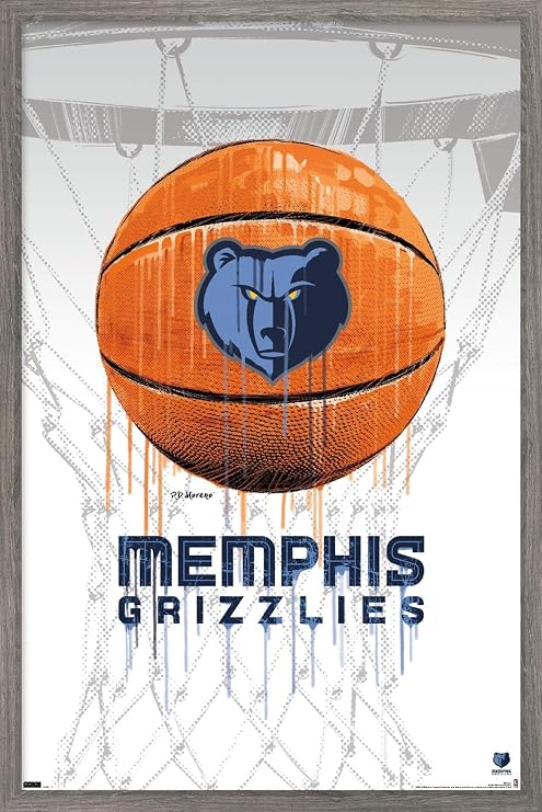 Trends International NBA Memphis Grizzlies - Drip Basketball 21 Wall Poster, 14.725" x 22.375", Barnwood Framed Version