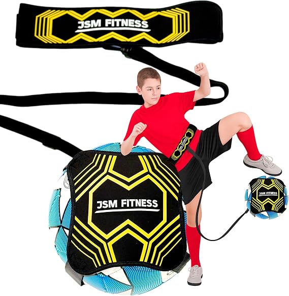 Football Kick Trainer for Kids with Ball Holder - Solo Kick Trainer on a String - Kick Up Football Training Belt - Adjustable Boys Training Equipment