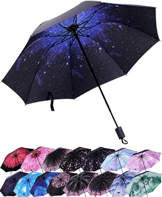 Compact Folding Umbrella Travel Umbrella - Umbrellas for Sun & Rain,Windproof,Strong Compact Umbrella for Wind and Rain,Sun,Perfect Car,Backpack Umbrella,Golf Umbrella,for Men Women Teenage,#U308