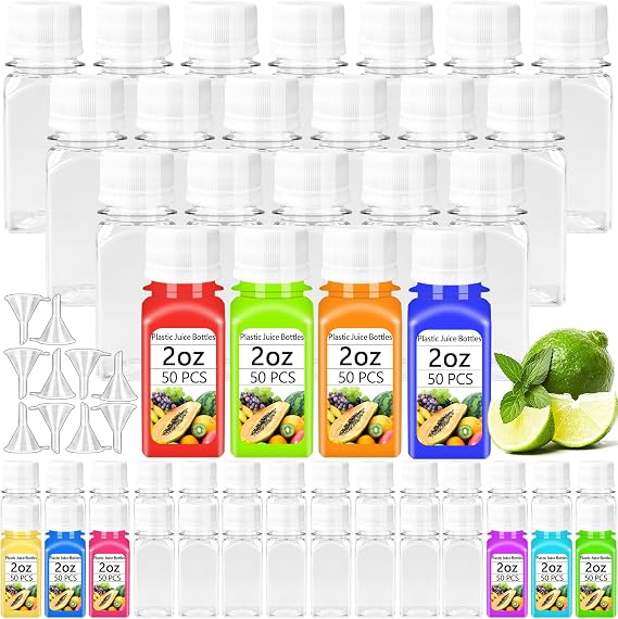 Qiuttnqn 50PCS 2oz Small Plastic Shot Bottles