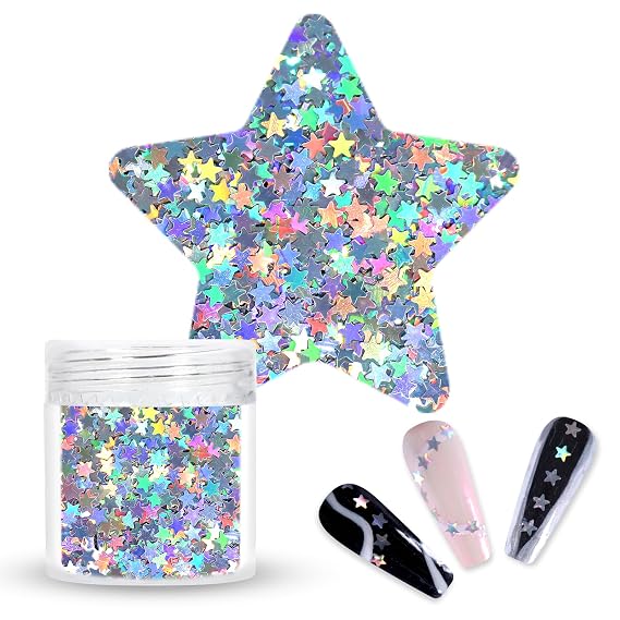 Laza 10g Stars Glitter Confetti Shiny Five-Angle Star False Nail Sequins