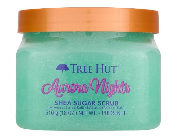 Tree Hut Shea Sugar Scrub, Aurora Nights, 18 oz | Exfoliating, Hydrating & Moisturizing Body Scrub with Shea Butter & Nourishing Essential Oils, Smooth & Soften Skin