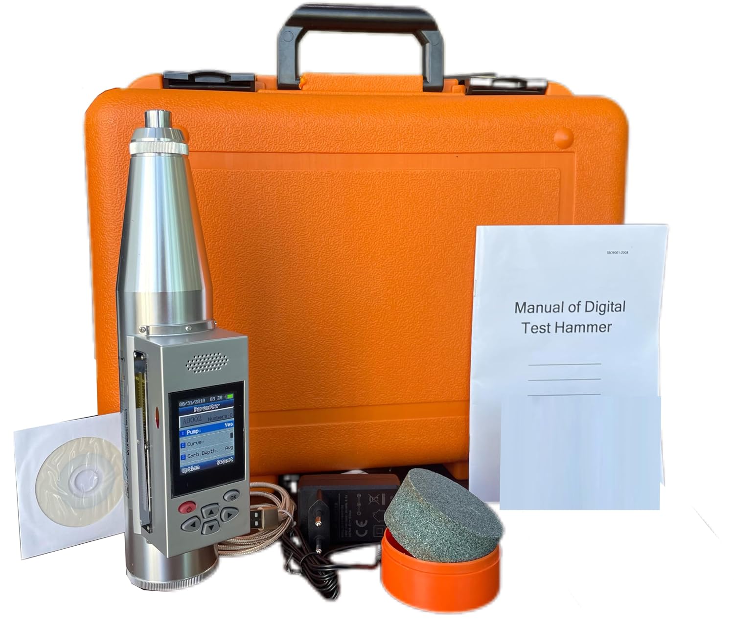 Digital Concrete Rebound Hammer Tester Integrated Voice Rebound Hammer Tester Resiliometer with GBT9138 ASTM Standard USB Communication Measuring Ranges 10 to 60MPa Impact Energy 2.207J