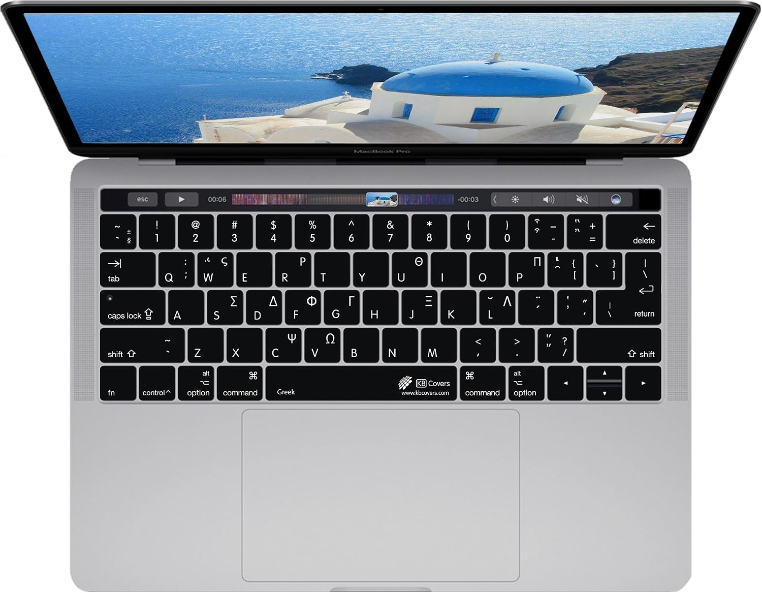 KB Covers Greek ISO Keyboard Cover with MacBook Pro Touch Bar Late 2016 19106