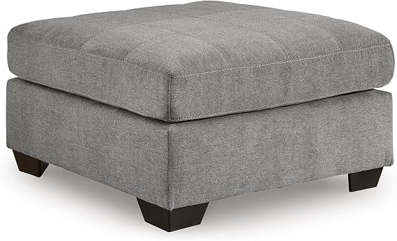 Signature Design by Ashley 36-in Oversized Square Ottoman, Gray | Sectional sofa compatibility, 36x36 in square size, 100% polyester microfiber, Contemporary style, Marleton Series