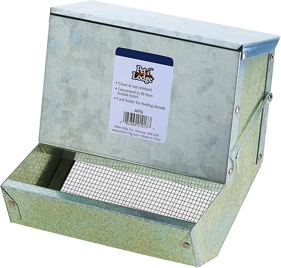 Pet Lodge Small Animal Feeder with Lid and Sifter Bottom | Outdoor Gravity Feeder for Rabbits, Ferrets and Other Small Animals | Heavy Duty and Durable