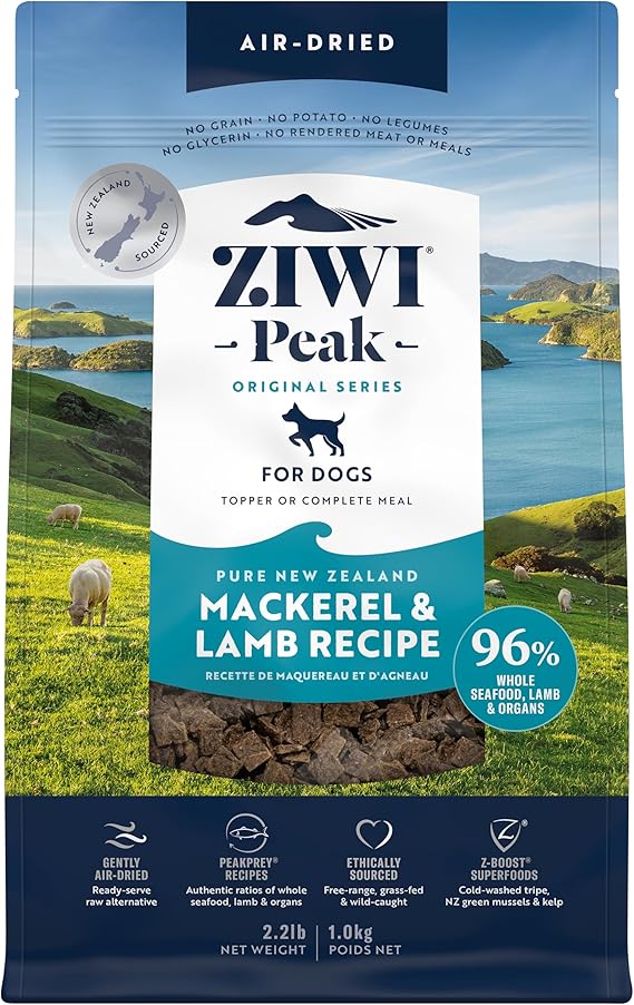 ZIWI Peak Air-Dried Dog Food Mackerel & Lamb - All Natural, High Protein, Grain Free, Limited Ingredient w Superfoods 35.2oz