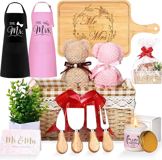 15Pcs Mr Mrs Aprons for Couples Wedding Gift Basket 2026 Bridal Shower Gift