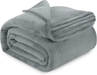 Utopia Bedding Cool Grey Fleece Blanket Queen Size Fuzzy Soft Anti-Static Microfiber Bed Blanket 90x90 Inch