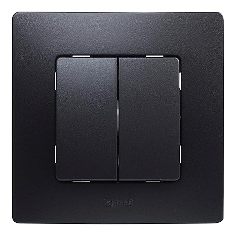 Legrand 396490 NL Double Switch Monobloc, Black, Single