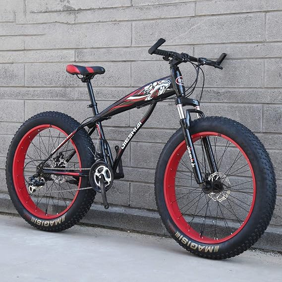 Snow Bike Fat Tire Mountain Bike 26" All Terrain Bicycle with Front Suspension Double Disc Brake Outdoor Road Bike for Men Women Adult Teens